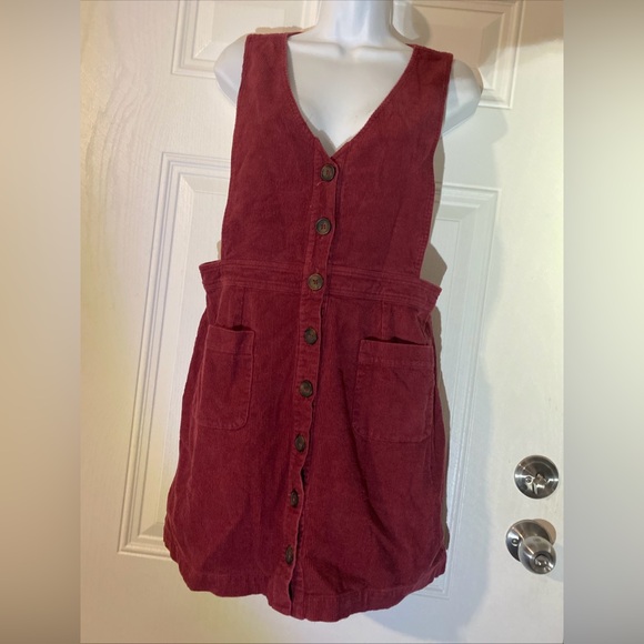 Corduroy Overall Dress, color wine - Picture 1 of 12